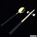 Youda Stainless Steel Chopsticks Spoons Chopsticks Holders Dinner Flatware Gift Set - Black&Golden - B07CWBCV9Z